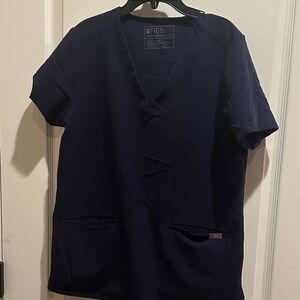Figs navy Blue V-Neck Scrub Top medium
